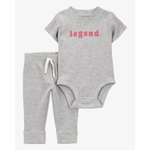 Baby 2-Piece Legend Short-Sleeve Waffle Knit Bodysuit & Pant Set - Grey - Carter's | Carter's