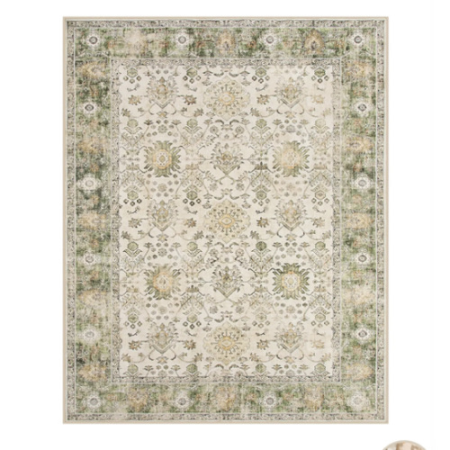 Aurelie Vintage Boho Floral Green Area Rug - Lahome