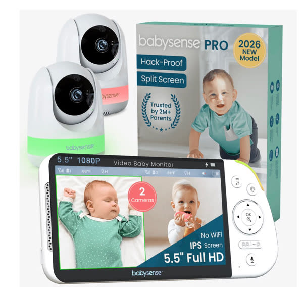 Babysense MaxView PRO: Video Baby Monitor with 2 Cameras, Non Wifi, Sp