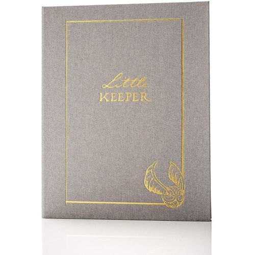 Conquest Journals Harry Potter Little Keeper Baby Album, Capture Magical Memories From Baby Shower Through Age 5, Grey Linen Cover With Lay Flat Spiral, 9" x 11 1/2", 66-Guided Journal Pages