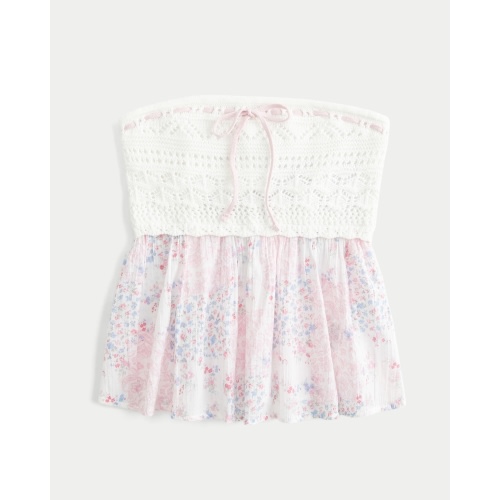Easy Crochet-Style Fabric Mix Strapless Top