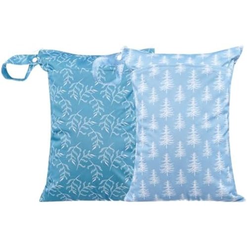 Wet Dry Bags with Two Zippered Pockets and Handle, Reusable Storage Bag for Breast Pump Parts & Baby Items, Waterproof Diaper Bags, Yoga Gym Bag for Swimsuits or Wet Clothes-2pcs, 11.8*15.75"