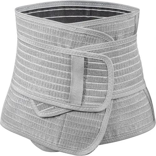 haakaa Postpartum Belly Band, Postpartum Belly Wrap Back Support, Natural Delivery & C Section Recovery Band Waist Shaper, M Grey