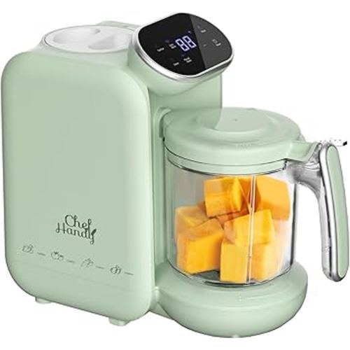 Baby Food Maker, 5 in 1 Baby Food Processor with Steaming Basket, Auto Cooking & Grinding, Touch Screen Control, Baby Steamer and Blender, Baby Food Puree Maker Warmer Mills Machine (Green)