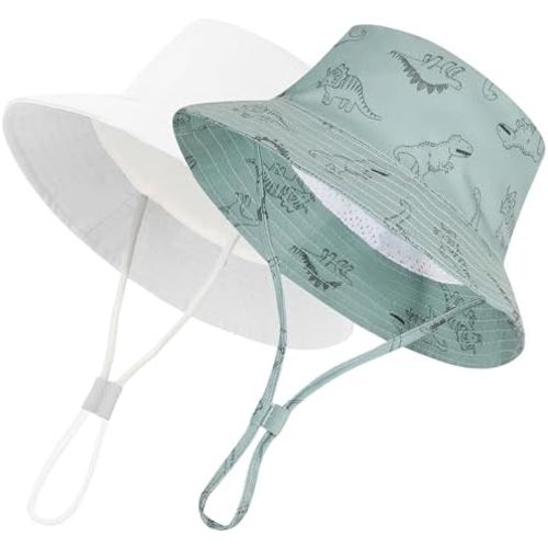 Urban Virgin 2-Packs Baby Sun Hat UPF 50+ Sun Protective Toddler Bucket Hat Summer Kids Beach Hats