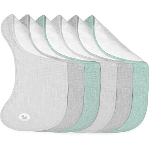 lulumoon Muslin Burp Cloths for Babies: 100% Soft Cotton Large Burping Cloths - Neutral Baby Burp Rags for Boy and Girl - Absorbent Burp Cloth for Spit-Ups 6 Pack