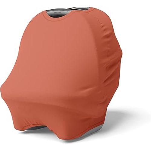 Natemia 4 in 1 Baby Car Seat Cover - Multi-Functional Stretchy & Soft Canopy, Nursing, Shopping Cart, & High Chair Cover