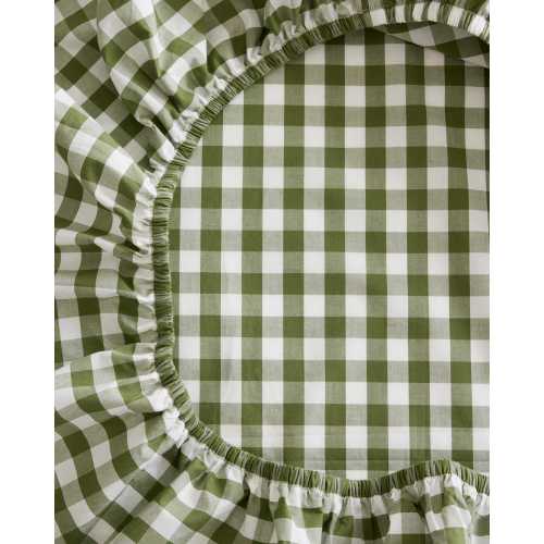 Organic Percale Gingham Crib Sheet 2-Pack in Olive