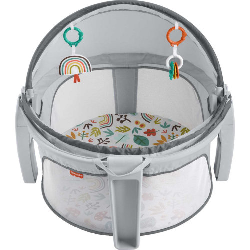 Fisher-Price 2-in-1 On-the-Go Baby Dome, Portable Bassinet & Play Space with UPF20 Canopy, Infant Toys, Whimsical Forest