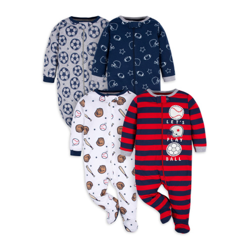 Gerber Baby Boy Sleep 'n Play Footed Pajamas, 4-Pack