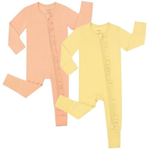 JunNeng Rayon of Bamboo Baby Sleeper with Mittens Cuffts Feet & Non-Slip Design, 2 Way Zipper Pjs Sleep'N Play Romper