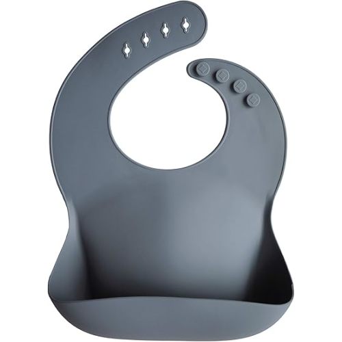 mushie Silicone Baby Bib | Adjustable Fit Waterproof Bibs (Tradewinds)