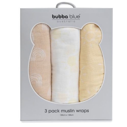 Bubba Blue Nordic Muslin Wrap Vanilla/Latte 3pk
