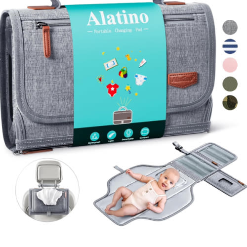 Portable Diaper Changing Pad with Shoulder Strap, Detachable Travel Changing Pad with Baby Wipes Pocket, Gifts for Baby Shower, Newborn Girls and Boys (Army Green)