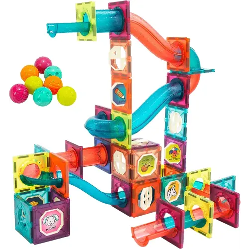 LTKFFFdp Magnetic Building Blocks STEM Educational Toys for Kids Ages 4-12, Ball Track and 3D Stacking Construction Set
