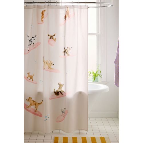 Sabina Fenn Illustration Dogs Surfing Shower Curtain