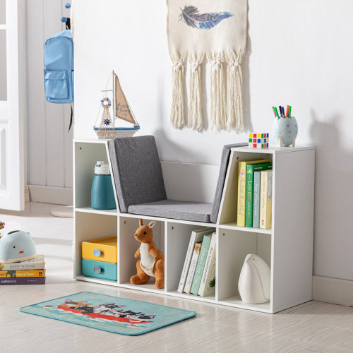 Isabelle & Max™ 6-Cubby Kids Bookcase, Reading Nook Organizer With Seat Cushion, Toddler Storage Cabinet Shelf For Playroom Bedroom White, 40.5" X 12" X 23.5" & Reviews | Wayfair