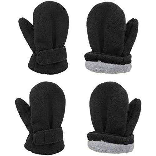 American Trends 2 Pairs Toddler Mittens Unisex Lined Fleece Gloves Winter Warm kids Mitten for Baby Boys and Girls
