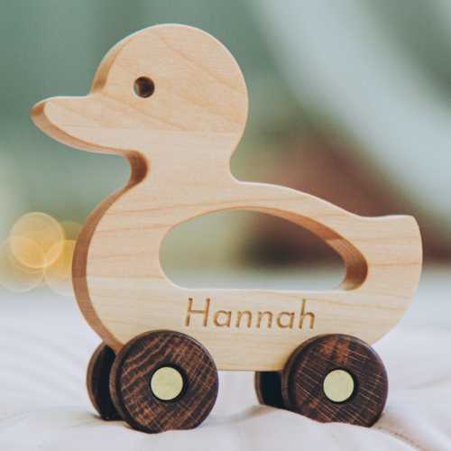 Mallard Duck Baby Shower. Wooden Toy Duck With Child's Name. Animals on the Wheels. Custom Toddler Toy. Personalized Gift For Kids. Push Toy