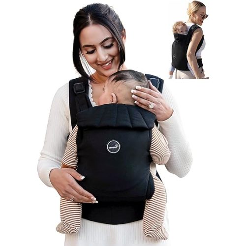 GROWNSY Baby Carrier, One-Click Release Clasp for Easy to Wear, Cozy Wraps Carrier Newborn to Toddler with Head Support(7-44lbs), Ergonomic & Lightweight for Infant to Toddler, Black