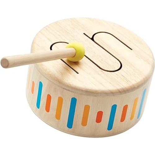 PlanToys Solid Drum Toddler Instrument - Sustainably-Made Drum Toy, Kids Musical Instrument