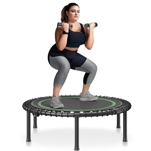 VEVOR Foldable Mini Trampoline, 40 Inch Fitness Rebounder, Max Load 330 lbs Exercise Trampoline, Stable & Quiet Indoor/Outdoor Workout, Adults