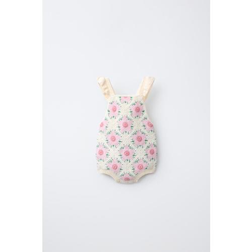 CROCHETED FLOWER ROMPER - Ecru | ZARA United States