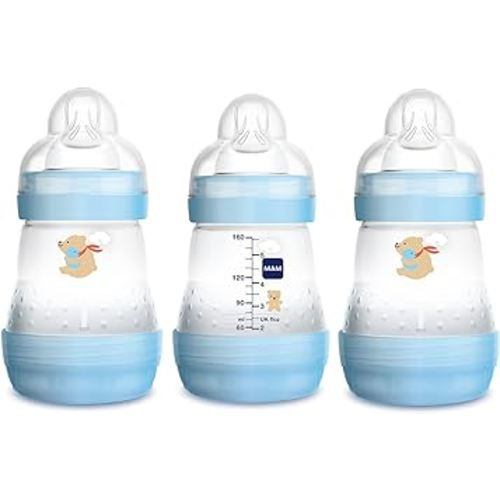 MAM Easy Start Anti Colic Baby Bottle, Easy Switch Between Breast and Bottle, Reduces Air Bubbles, 3 Pack, Newborn, Boy