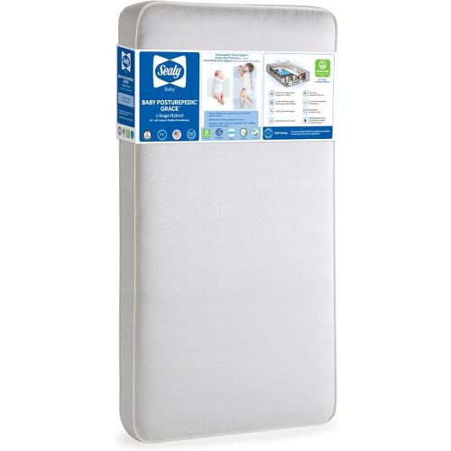 Sealy Baby 2 Stage Infant Crib Mattress Plus Toddler Bed Fit, Breathable, Resistant to Stain Cover, Dual Firmness & Lightweight, Posturepedic Grace