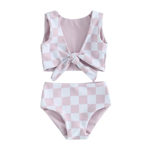 Toddler Baby Girl Bathing Suit Two Piece Swimsuit Floral Kontted Tankini Top Swim Shorts Bikini Set Swimwear