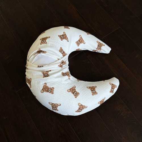 Teddy bear Muslin snuggle me organic cover, snuggle me cover, set of 2 muslin covers, gingham muslin snuggle me organic cover