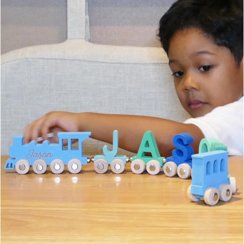 Wooden Toy Train with Custom Letters | Personalized Baby Gifts | Train Blocks | 3rd Birthday Gifts for Boys | Newborn Gifts for Kids