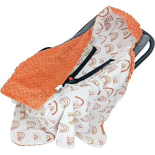 Miracle Baby Car Seat Blanket for Babies, Minky Dot Carseat Swaddle Blankets for Infants Newborn Boys and Girls (Rainbow 1)