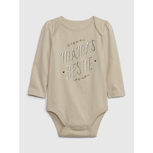 Baby 100% Organic Cotton Mix and Match Graphic Bodysuit in bedrock beige, size: 6-12 M