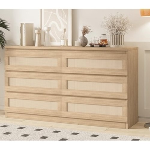 6 Drawer Dresser, Rattan Chest of Dressers