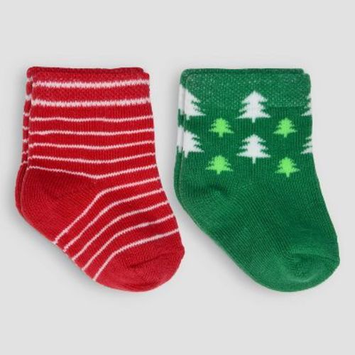 Carter's Just One You® Baby 2pk Christmas Crew Socks - Red 6-12m
