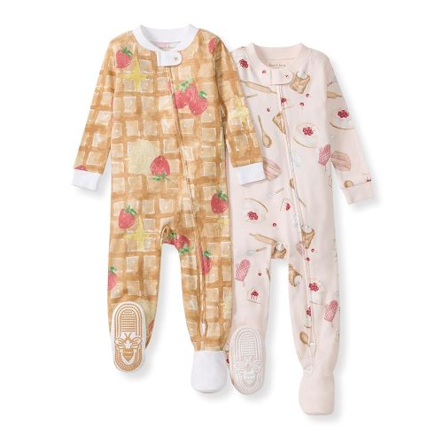 Burt's Bees Baby Girls' Snug Fit One-Piece Footed Non-Slip Sleeper Pajamas