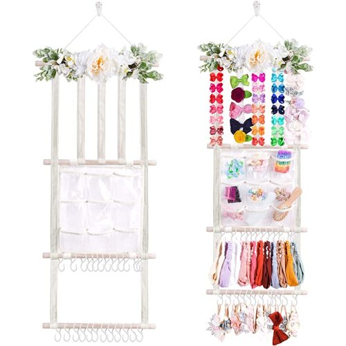 Headbands Holder for Girls Baby Hair Accessories Organizer Storage Wall Hanging Decor for Toddler Girls Room Wall Door Closet Hair Bows Organizer (fdzlq-5)