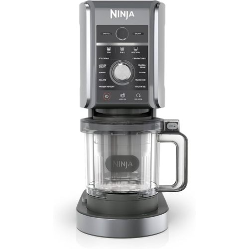 Ninja NC501 CREAMi Deluxe 11-in-1 Ice Cream & Frozen Treat Maker with 2 XL Family Size Pint Containers, Silver (Renewed)