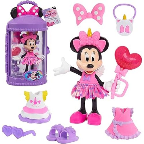 Disney Junior Minnie Mouse Fabulous Fashion Doll Unicorn Fantasy, 14-pieces, Pretend Play, Kids Toys for Ages 3 Up by Just Play