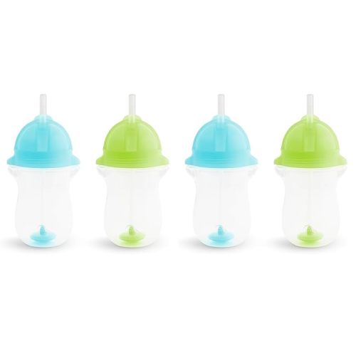 Munchkin® Any Angle™ Weighted Toddler Straw Cup with Click Lock™ Lid, 10 Ounce, 4 Pack, Blue/Green