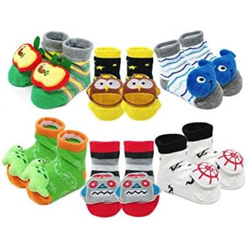 Bowbear Adorable Baby 6 Pair Non-Skid Bootie Socks