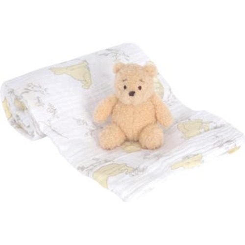 Disney Baby Winnie the Pooh Swaddle Blanket & Plush Toy Gift Set