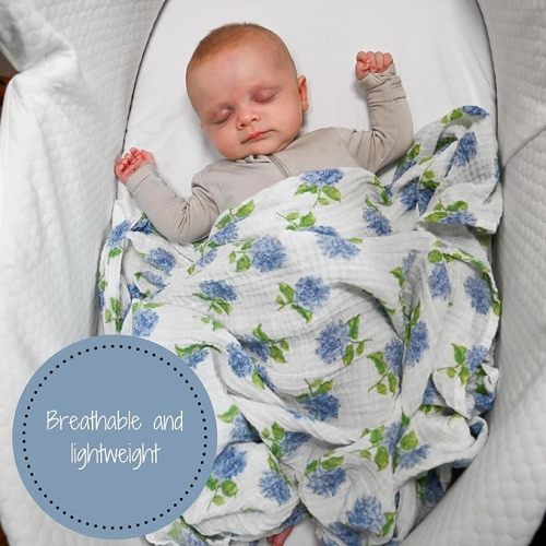 LollyBanks Swaddle Blanket for Girls, 100% Cotton Muslin Swaddle Blankets for Newborns, 47 x 47 Inches Soft and Breathable Baby Blanket, Baby Essentials, Registry (Floral and Painting 2 Pack)
