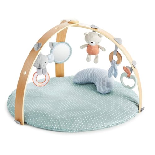Ingenuity Cozy Spot Reversible Duvet Activity Gym & Play Mat with Wooden Toy bar - Loamy, Newborn and up