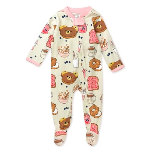 HonestBaby Sleep & Play Footed One-Piece Pajama Sleeper 100% Organic Cotton, Baby Girls