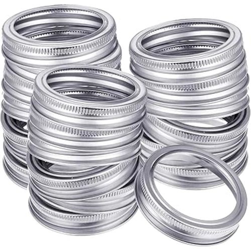 24 Pieces Regular Mouth Mason Jar Canning Bands - Reusable Replacement Metal Rings, Practical Screw Jar Bands, Leak Proof Tinplate Metal Rings, Compatible With Mason Jar