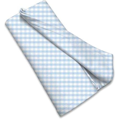 SheetWorld Soft & Stretchy Swaddle Blanket 36 x 36, Blue Gingham Check, Made in USA