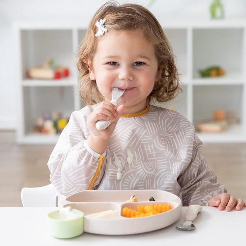 Bumkins Sleeved Bib for Girl or Boy, Baby and Toddler for 6-24 Mos, Essential Must Have for Eating, Feeding, Baby Led Weaning Supplies, Long Sleeve Mess Saving Food Catcher, 2-pk Desert Boho