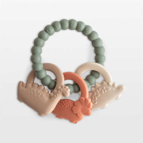 Mushie Dino Silicone Baby Teething Ring
